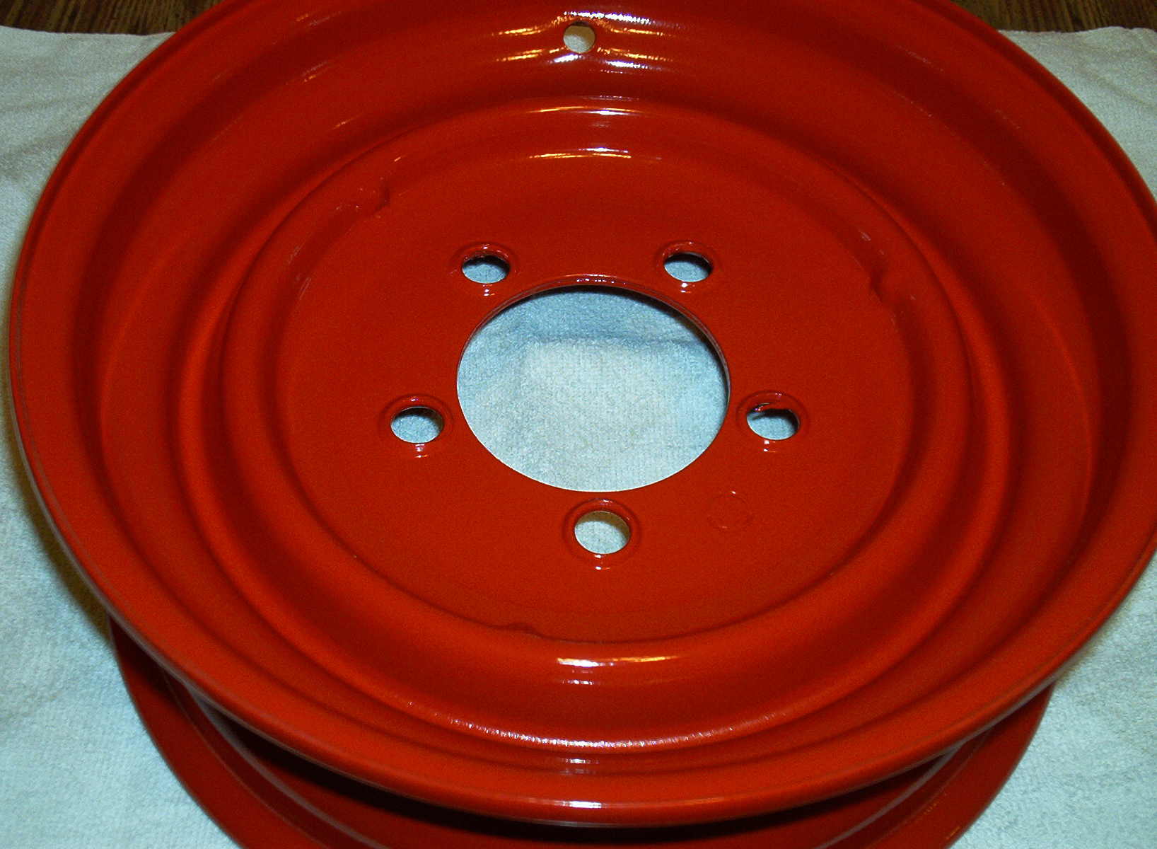 Old car rim after powder coating