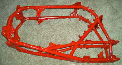 Powder coated atv frame red